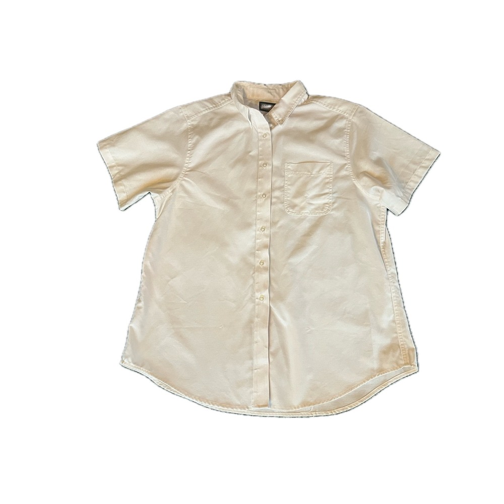 Vintage 90s Harvard Square White Oxford Short Sleeve Button Down Shirt Sz L